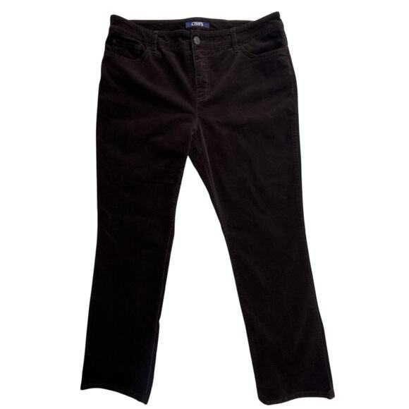 Chaps Denim Corduroy Pants Women 14 Brown Stretch Mid-Rise Classic Preppy - Picture 1 of 10